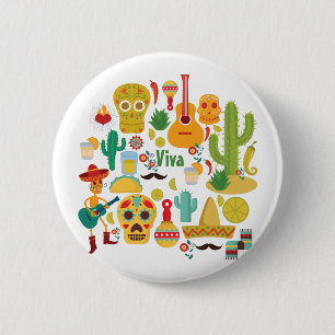 viva mexico 6 cm round badge