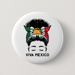 Viva Mexico Black Women Cinco De Mayo Mexican Inde 6 Cm Round Badge