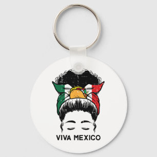 Viva Mexico Black Women Cinco De Mayo Mexican Inde Key Ring