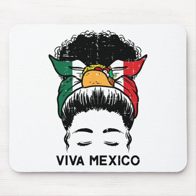 Viva Mexico Black Women Cinco De Mayo Mexican Inde Mouse Pad (Front)