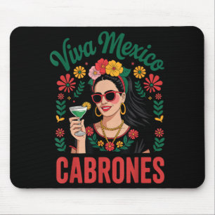 Viva Mexico Cabrones Women Mexican Flag Mouse Pad
