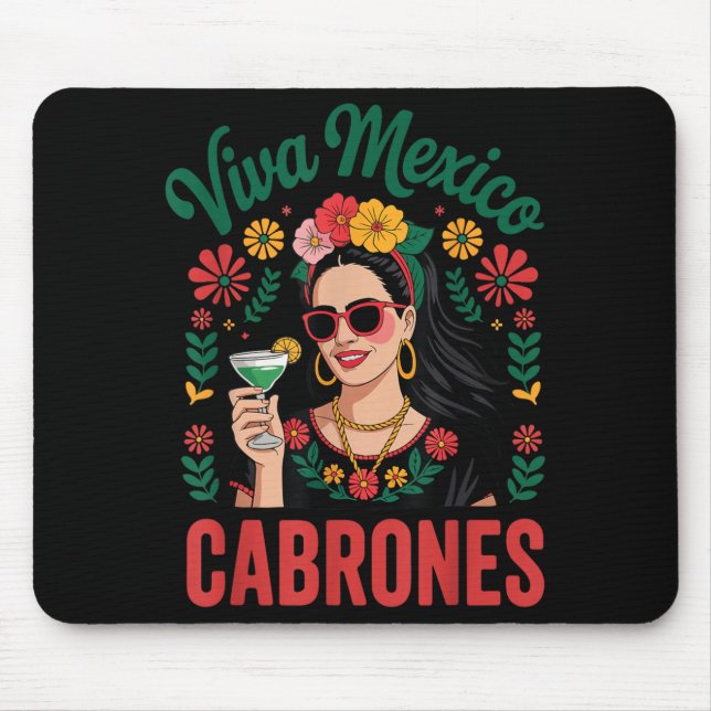 Viva Mexico Cabrones Women Mexican Flag Mouse Pad (Front)