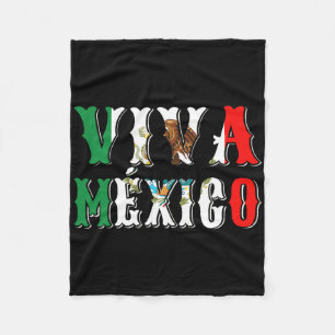 Viva Mexico Flag For Mexican Independence Day Cinc Fleece Blanket