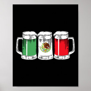 Viva Mexico Funny Beer Mexican Flag Cinco De Mayo  Poster