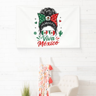 Viva Mexico Girl Mexico Flag Patriotic Mexican Banner