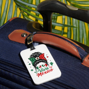 Viva Mexico Girl Mexico Flag Patriotic Mexican Luggage Tag