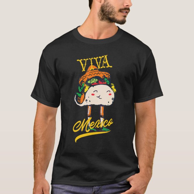 Viva Mexico Happy Cute Taco  Cinco De Mayo Costume T-Shirt (Front)