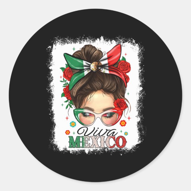 Viva Mexico Independence Day S Women Girls Mexican Classic Round Sticker (Front)