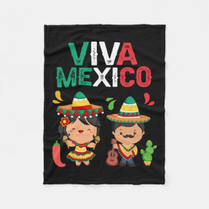 Viva Mexico Maracas Guitar Mexican Independence Bo Fleece Blanket