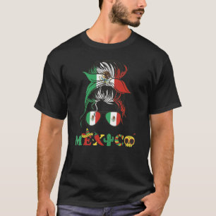 Viva Mexico Messy Bun Mexican Flag Cinco de Mayo G T-Shirt