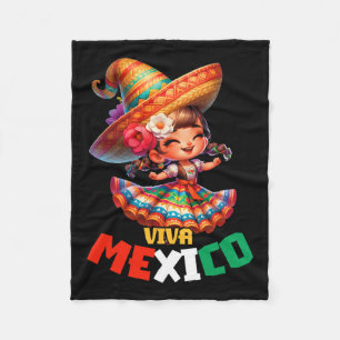 Viva Mexico Mexican Independence Day Mexican Girl  Fleece Blanket