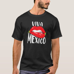 Viva Mexico Mexican Pepper Lips Latino Maracas Cin T-Shirt