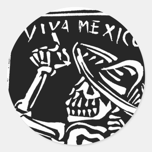Viva Mexico- Mexico's "Day of the Dead" Classic Round Sticker (Front)