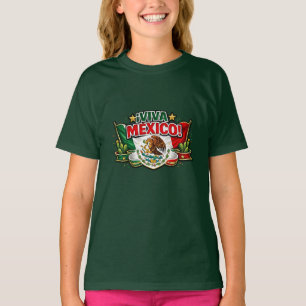Viva Mexico Patriotic Typography T-Shirt Mexican