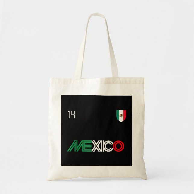 Viva Mexico Retro Football Soccer Mexican Flag  Tote Bag (Front)