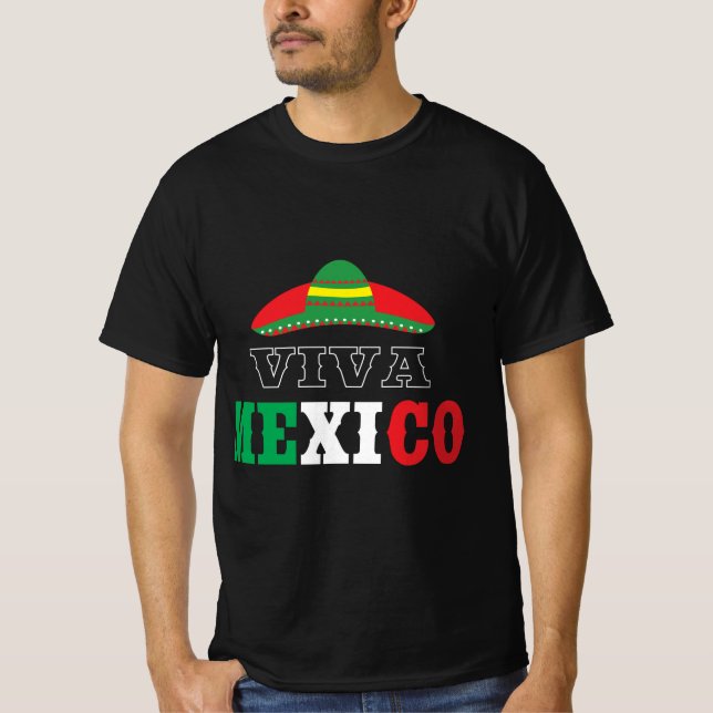 Viva Mexico Sombrero Celebration Design T-Shirt (Front)