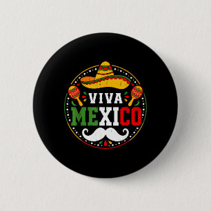 Viva Mexico Sombrero Maracas Moustache Fiesta 6 Cm Round Badge