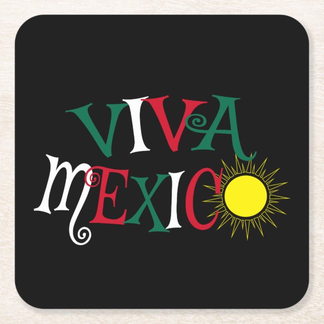 Viva Mexico Square Paper Coaster (Front)