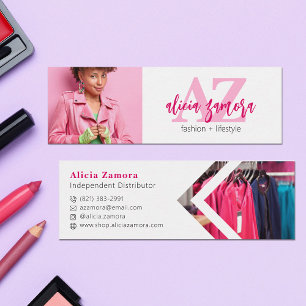 Viva Modern Magenta Chic Bold Stylish Custom Photo Mini Business Card