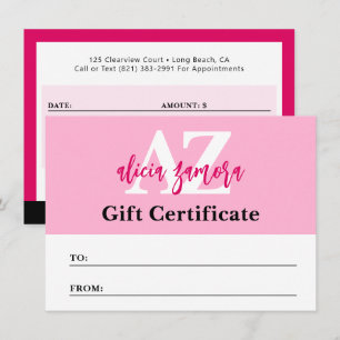 Viva Modern Magenta Fashion Gift Certificate Card