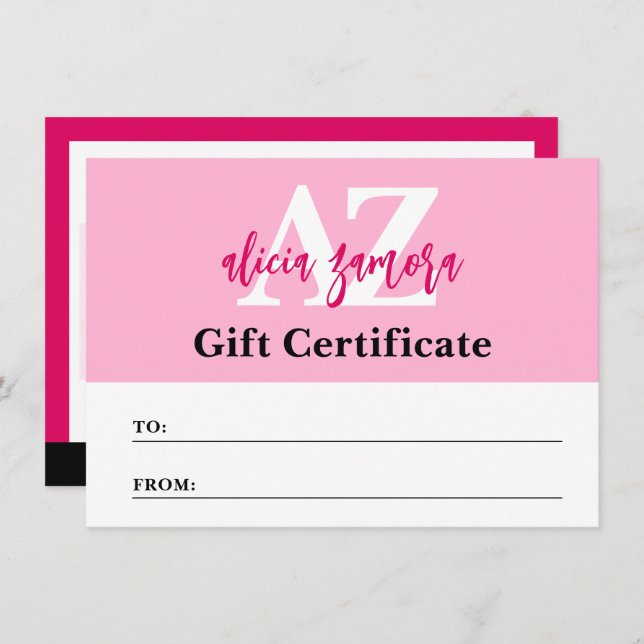 Viva Modern Magenta Fashion Gift Certificate Card (Front/Back)