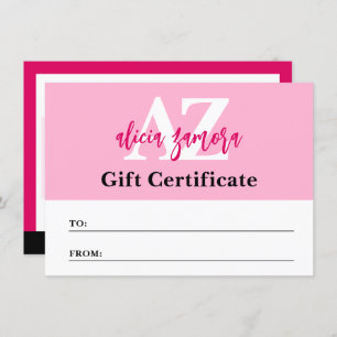 Viva Modern Magenta Fashion Gift Certificate Card