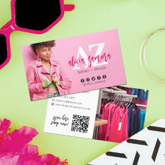 Viva Modern Magenta Social Influencer Custom Photo Business Card