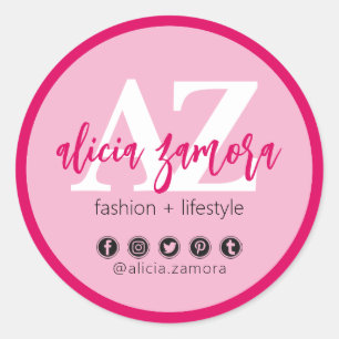 Viva Modern Magenta Social Media Influencer Custom Classic Round Sticker