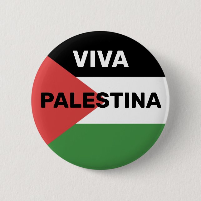 VIVA PALESTINA FREE PALESTINE FLAG RED BLACK GREEN 6 CM ROUND BADGE (Front)