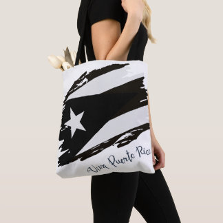 Viva Puerto Rico Black and White Flag Tote Bag
