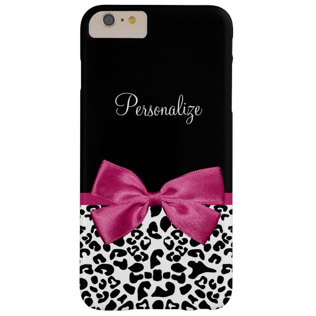 Vivacious Dark Pink Ribbon Leopard Print With Name Case-Mate iPhone Case (Back)