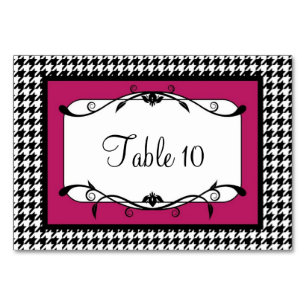Vivacious Pink and Black Houndstooth Table Card