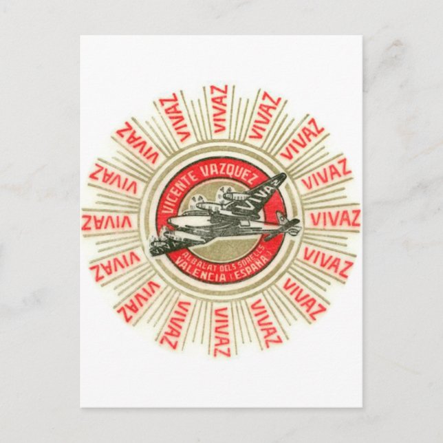 VIVAZ Aeroplane Postcard (Front)