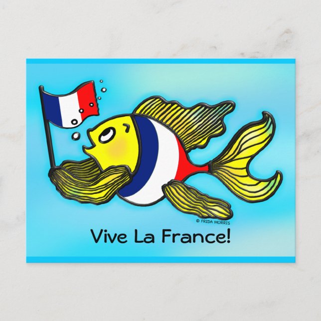 VIVE LA FRANCE French Flag Fish funny cartoon Postcard (Front)