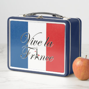 Vive la France French Flag Metal Lunch Box