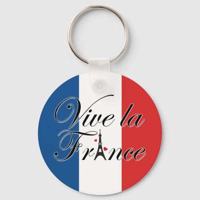 Vive la France Typography Key Ring (Front)