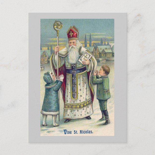 "Vive St. Nicolas" Vintage French Postcard (Front)