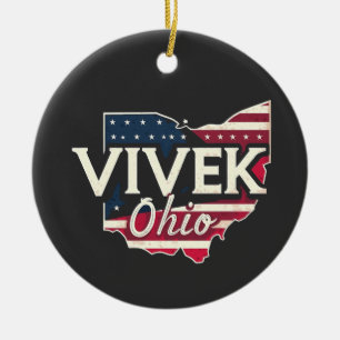 Vivek Ohio 2026 Governor Republican American Ceramic Tree Decoration
