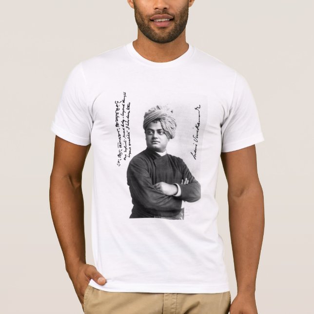 Vivekananda famous signed photo 1893 on shirt (Front)