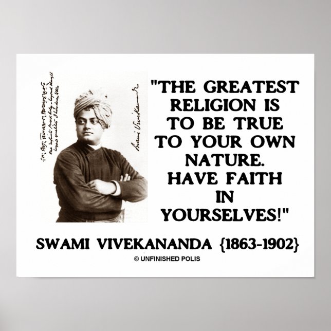 Vivekananda Greatest Religion To Be True Your Own Poster (Front)