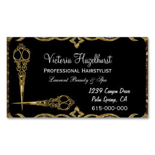 Vivi Chic Hairstylist Victorian Scissor Magnetic Business Card