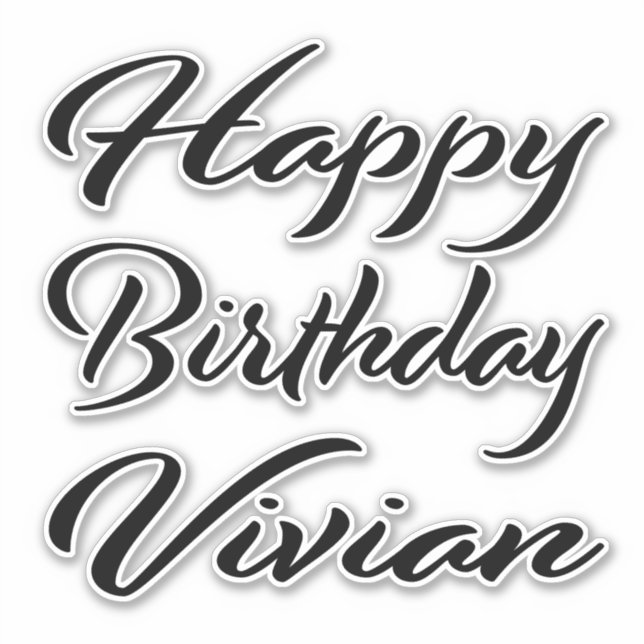 Vivian Name First Name black Sticker Birthday (Front)