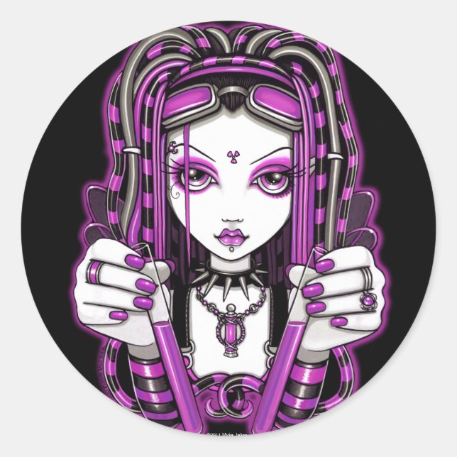 "Vivian" Pink Cyber Goth Fairy Stickers (Front)