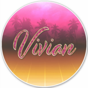 Vivian Vorname Name golden pink Aufkleber Sticker