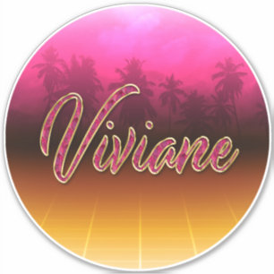 Viviane Vorname Name golden pink Aufkleber Sticker