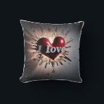 Vivid 3D Heart & Tear Eruption: Outward Force Cushion<br><div class="desc">Experience the striking visual impact of this 3D design where abstract heart and tear shapes erupt outwards with force. Volumetric lighting and sharp details emphasize the energy and movement.</div>