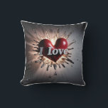 Vivid 3D Heart & Tear Eruption: Outward Force Cushion<br><div class="desc">Experience the striking visual impact of this 3D design where abstract heart and tear shapes erupt outwards with force. Volumetric lighting and sharp details emphasize the energy and movement.</div>