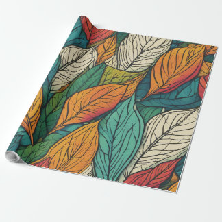 Vivid 3D Leaf Pattern Wrapping Paper