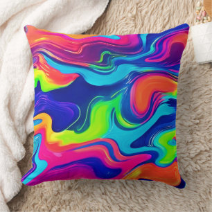Vivid Abstract Colour Waves Art Cushion