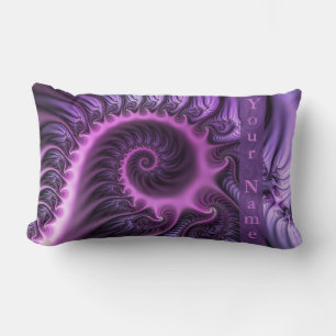 Vivid Abstract Cool Pink Purple Fractal Art Name Lumbar Cushion